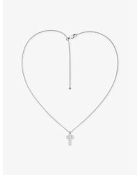 Apm Monaco - Monaco Rhodium-Plated Alloy And Princess-Cut Cubic Zirconia Necklace - Lyst