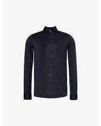 Emporio Armani - Blu Vy Logo-patch Regular-fit Jersey Shirt - Lyst