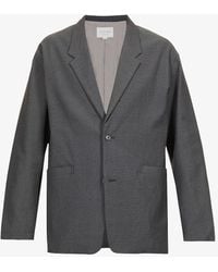 Still By Hand Striped Relaxed-fit Wool-blend Blazer - Grey