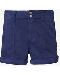 PAIGE - Brooklyn Brand-patch Stretch-denim Shorts - Lyst