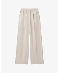 Reiss - Vera Elasticated-Waistband Wide-Leg Mid-Rise Linen-Blend Trousers - Lyst