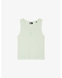 The Kooples - Sleeveless Logo-Embroidered Cotton T-Shirt - Lyst