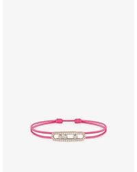 Messika - Care(S) Pavé 18Ct Rose And 0.26Ct Diamond Cord Bracelet - Lyst