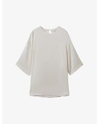 Reiss - Anya Round-neck Relaxed-fit Satin Blouse - Lyst
