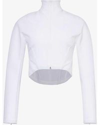 Alaïa - High-neck Zipped-cuff Slim-fit Stretch-mesh Jacket - Lyst