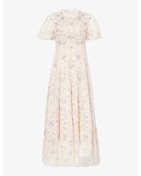Needle & Thread - Floral Waltz Ruffle-trim Recycled-polyester Maxi Dress - Lyst