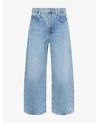 FRAME - The Bow Crop Wide-Leg High-Rise Denim Jeans - Lyst