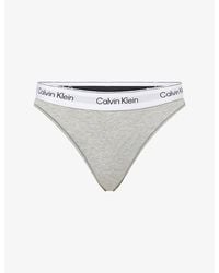Calvin Klein - Icon Branded Cotton And Modal-Blend Tanga Briefs - Lyst