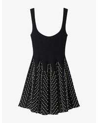 Sandro - Beaded Contrast-Skirt Knitted Mini Dress - Lyst