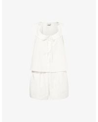 Deiji Studios - Sleeveless Collared Cotton Top-And-Shorts Set - Lyst
