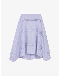 Maje - Striped Asymmetric-Hem Stretch Cotton-Blend Midi Skirt - Lyst