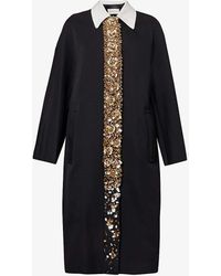 Dries Van Noten - Bead And Sequin-embellished Contrast-collar Single-breasted Woven Coat - Lyst