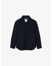 Sandro - Patch-Pocket Long-Sleeve Wool Overshirt - Lyst
