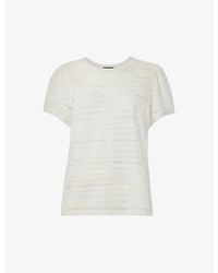 Whistles - Broderie Puff-Sleeve Relaxed-Fit Stretch-Cotton Top - Lyst
