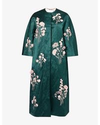 Erdem - Floral-Embroidered Textured Satin Coat - Lyst
