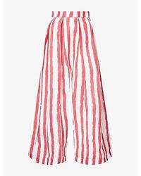 Ara - Striped Wide-Leg Woven Trousers - Lyst