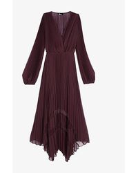 The Kooples - Asymmetric-Hem Pleated Woven Maxi Dress - Lyst