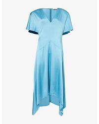 Stella McCartney - Envers V-Neck Satin Midi Dress - Lyst