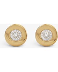 Monica Vinader - Linear 18ct Yellow Gold-plated Vermeil Sterling-silver And White Diamond Stud Earrings - Lyst