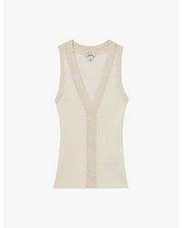 Reiss - Lanette Ribbed Craft-Stitch Knitted Vest Top - Lyst