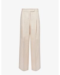 Max Mara - Lira Wide-Leg High-Rise Linen Trousers - Lyst