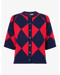 Damson Madder - Edie Diamond-Pattern Cotton Cardigan - Lyst