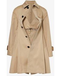 Sacai - Pin-tucked Pleat Deconstructed Cotton-blend Coat - Lyst