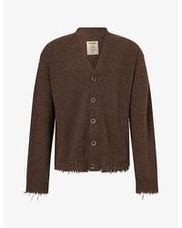 Uma Wang - V-Neck Raw-Edge Cashmere Cardigan - Lyst