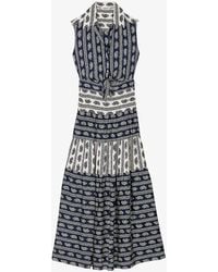 Sandro - Paisley-print Cut-out Woven Maxi Dress - Lyst