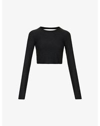 Beyond Yoga - Featherweight Cut-out Cropped Stretch-woven Top X - Lyst