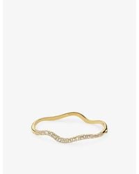 Missoma - Molten Snow Ripple Hinged 18Ct-Plated Brass And Zirconia Bangle - Lyst