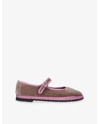 Flabelus - Odiseo Velvet Mary-Jane Flats - Lyst