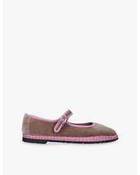Flabelus - Odiseo Velvet Mary-Jane Flats - Lyst