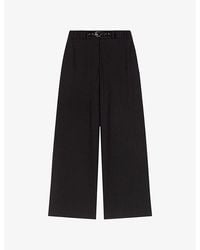 Maje - Wide-Leg Mid-Rise Stretch-Woven Trousers - Lyst