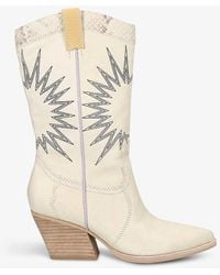 Dolce Vita - Lawson Sunburst-embroidered Leather Heeled Cowboy Boots - Lyst