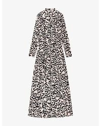 Ro&zo - Leopard-Print High-Neck Stretch-Woven Maxi Dress - Lyst
