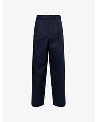 Loewe - Pleated Wide-Leg Cotton-Twill Trousers - Lyst