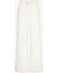 FRAME - Drawstring-waist Wide-leg High-rise Cotton-blend Trousers - Lyst