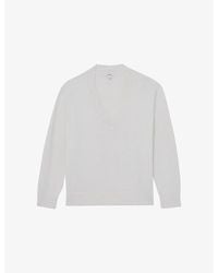 Reiss - Cherish V-Neck Cotton And Wool-Blend Jumper - Lyst