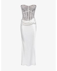 House Of Cb - Ayana Corset Lace And Satin Maxi Dress Xs (A-C Cup) - Lyst