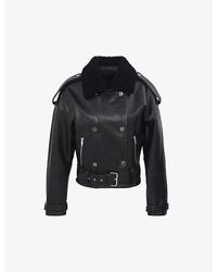 IKKS - Contrast-collar Leather Jacket - Lyst