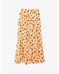 OMNES - Darline Tomato Print Chiffon Maxi Skirt - Lyst