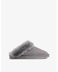 Whistles - Emilia Sheepskin-Cuff Suede Slippers - Lyst