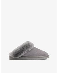 Whistles - Emilia Sheepskin-Cuff Suede Slippers - Lyst