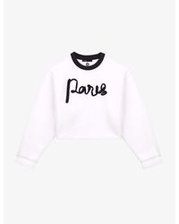 Maje - Paris Text-embroidered Cotton Sweatshirt - Lyst