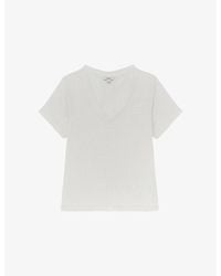 Reiss - Lola V-Neck Linen T-Shirt - Lyst