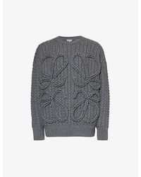 Loewe - Anagram Cable-knit Wool Jumper - Lyst