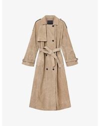 AllSaints - Reed Relaxed-Fit Suede Trench Coat - Lyst