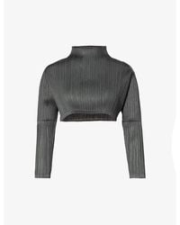 Pleats Please Issey Miyake - Pleated Cropped Knitted Top - Lyst