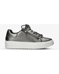 Carvela Kurt Geiger - Enchanted Glitter-lace Metallic Faux-leather Low-top Trainers - Lyst